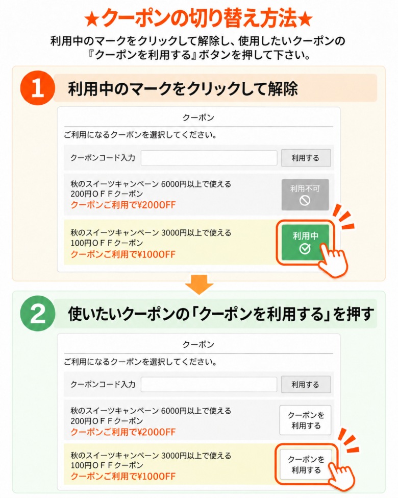 クーポンの切り替え方法